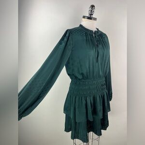 💚 3179. Emerald Green Polkadot Tiered Mini Dress